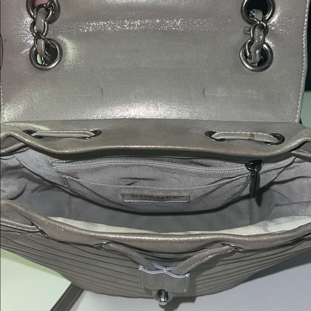 Chanel Chevron Silver Backpack - image 6
